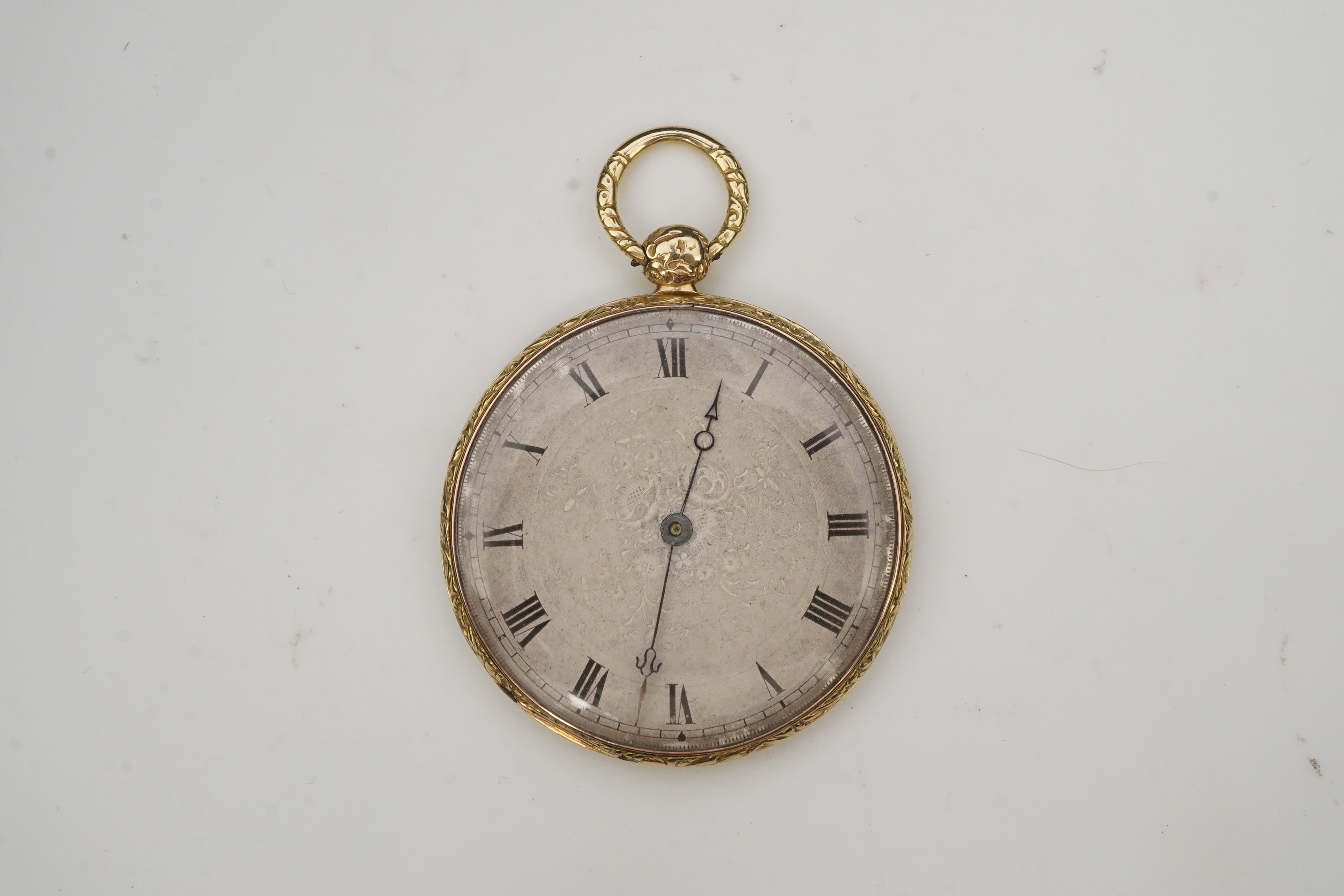 A lady's 19th century Swiss 18ct gold open faced key wind cylinder dress pocket watch